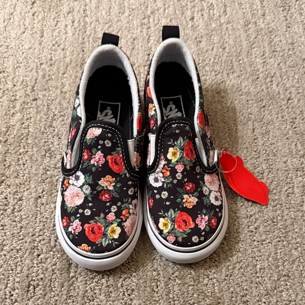 Vans Black Flower Slip-On size 10T